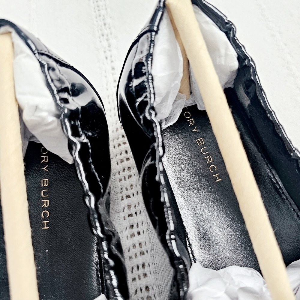 Tory Burch Patent Leather Ballet Loafers Slip On Flats Perfect Black NIB 6 - Picture 14 of 16
